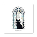 Black Cat Magnet - "Nine Lives, Zero Regrets" Stained Glass Refrigerator Magnet