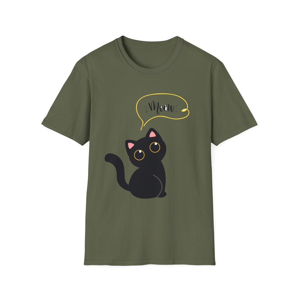 Meow Black Cat Tee — Cute Cat Graphic T-Shirt