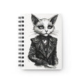 Gothic Cat Journal — Spiral-Bound Sketchbook with Punk Leather Jacket Illustration