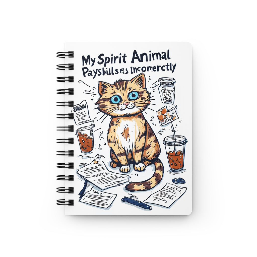 My Spirit Animal Pays Bills Incorrectly Spiral Notebook — Funny Cat Journal for Adults, Work & Budgeting Gifts