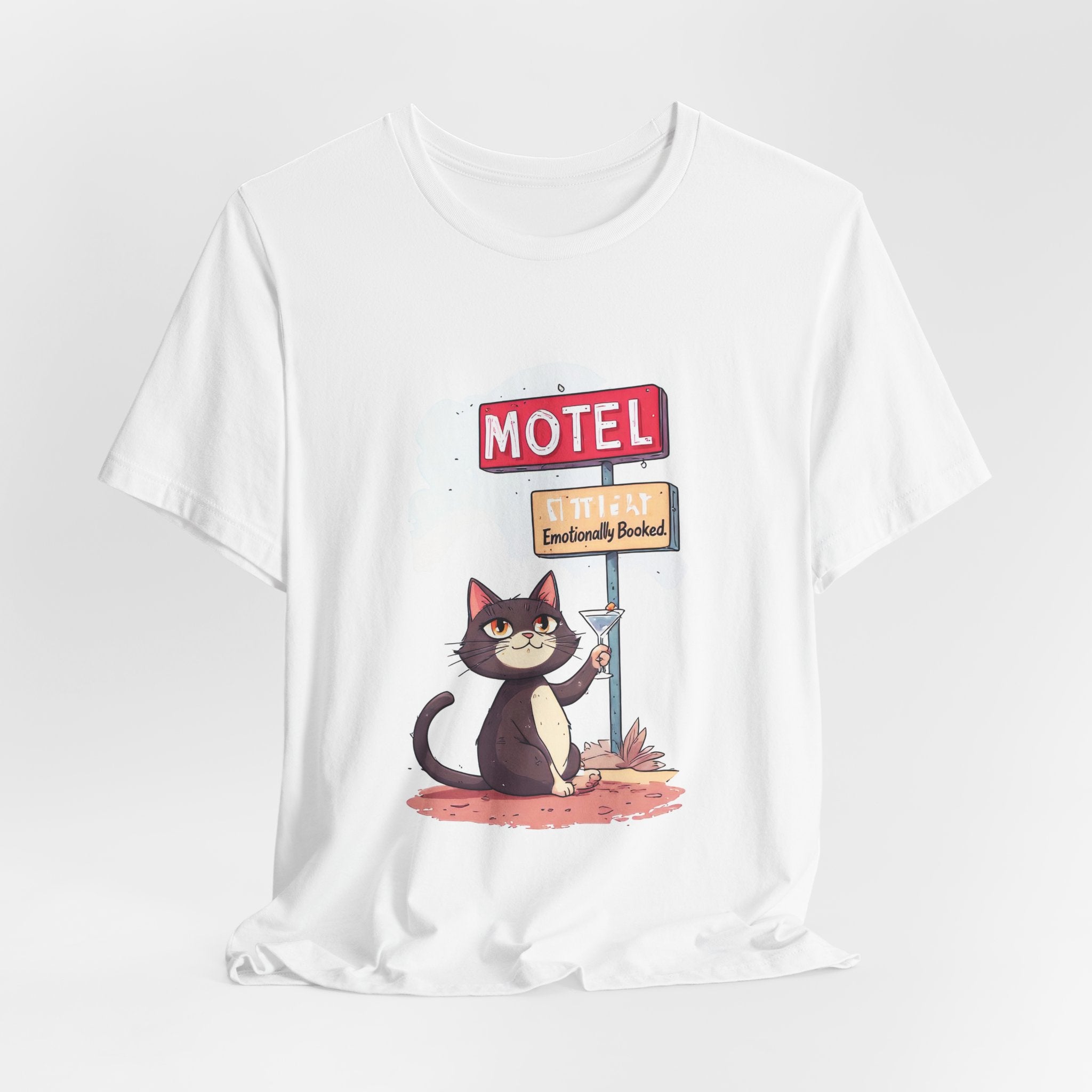 Cat Motel Graphic Tee — "Endlessly Booked" Cute Travel Cat T‑Shirt