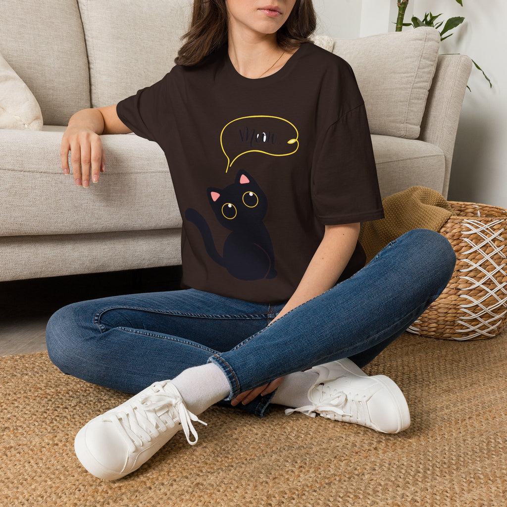 Meow Black Cat Tee — Cute Cat Graphic T-Shirt