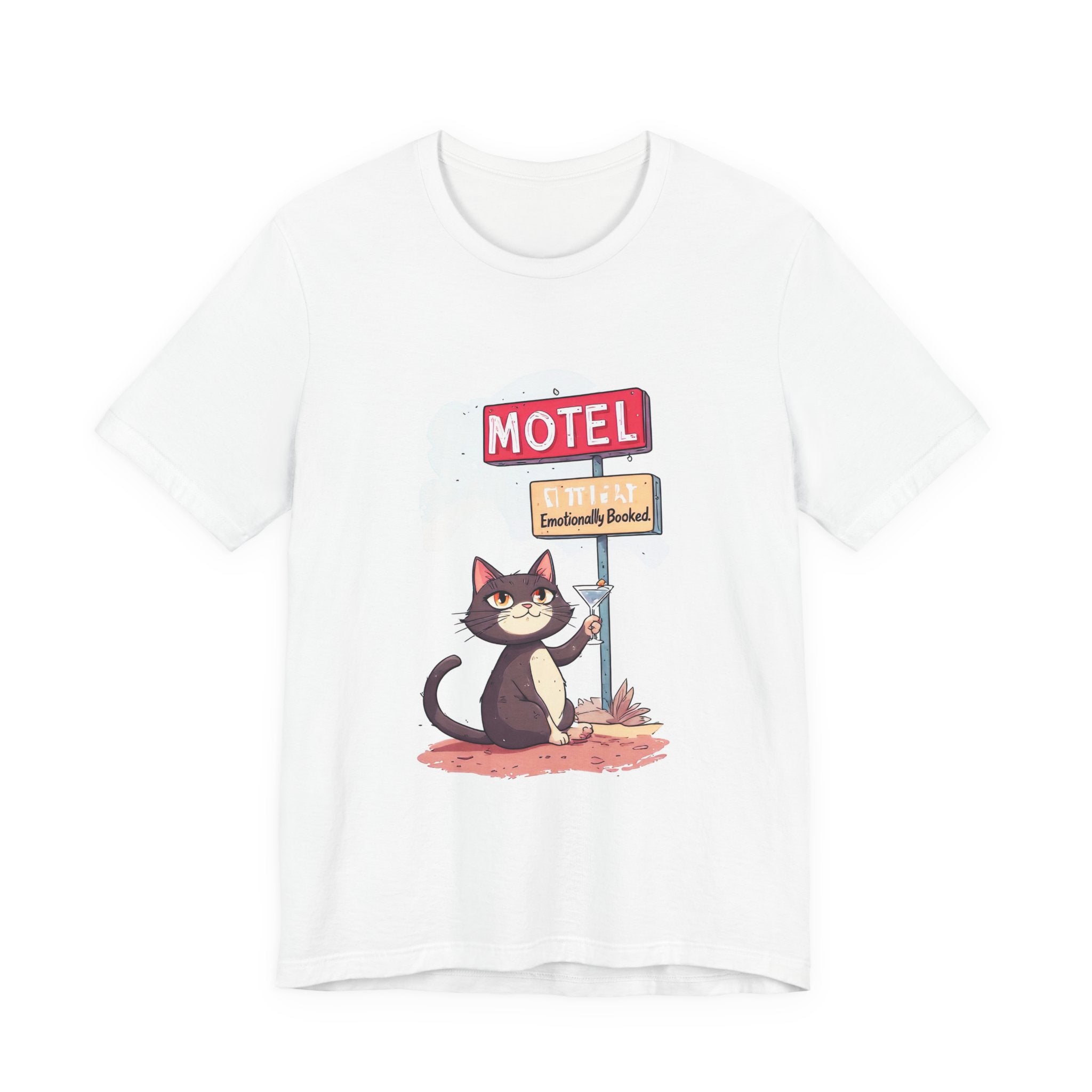 Cat Motel Graphic Tee — "Endlessly Booked" Cute Travel Cat T‑Shirt