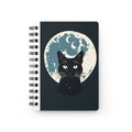 Moon Cat Spiral Journal — Black Cat Notebook with Lunar Design, Witchy Aesthetic Gift