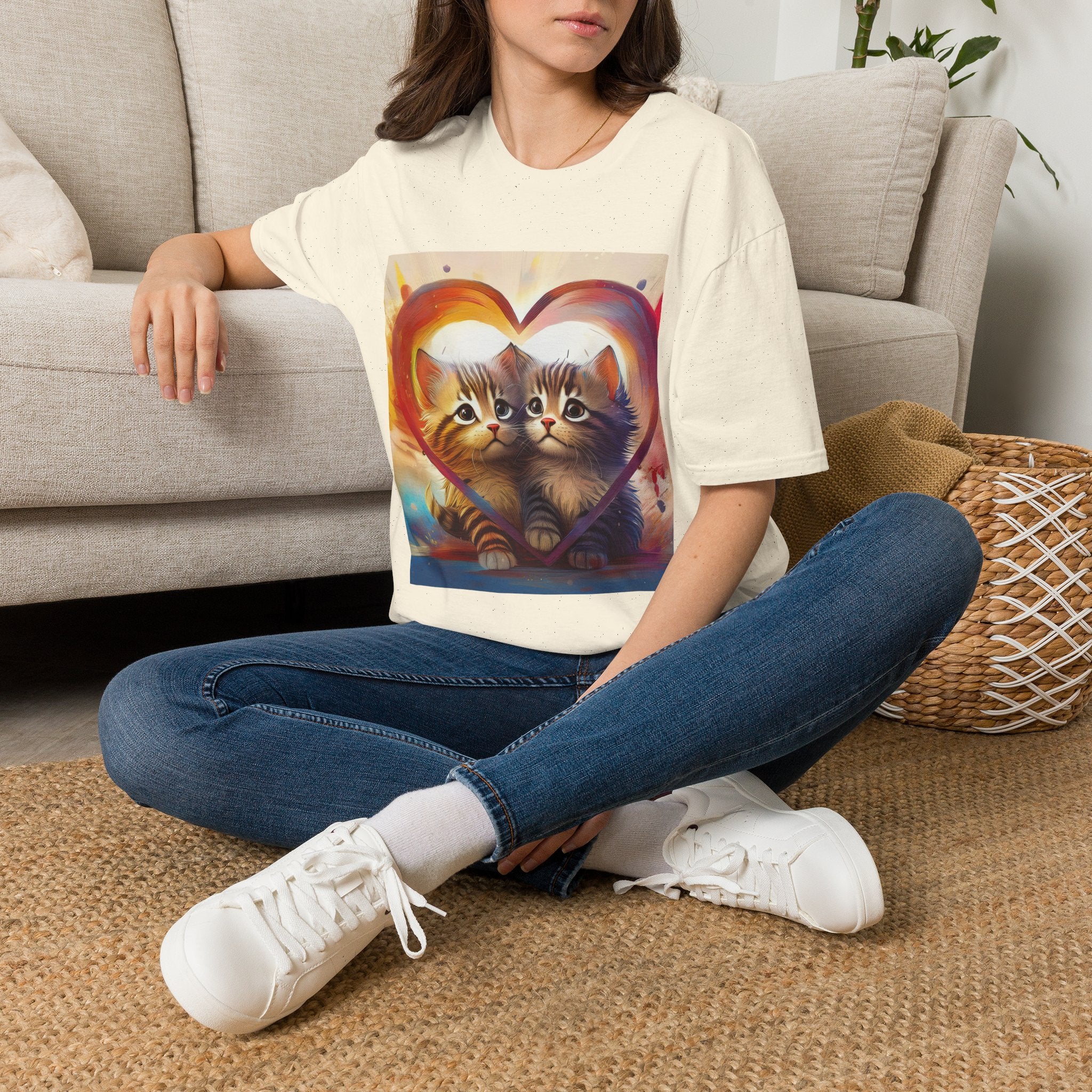 Cute Kittens Heart T-Shirt — Adorable Cat Love Graphic Tee