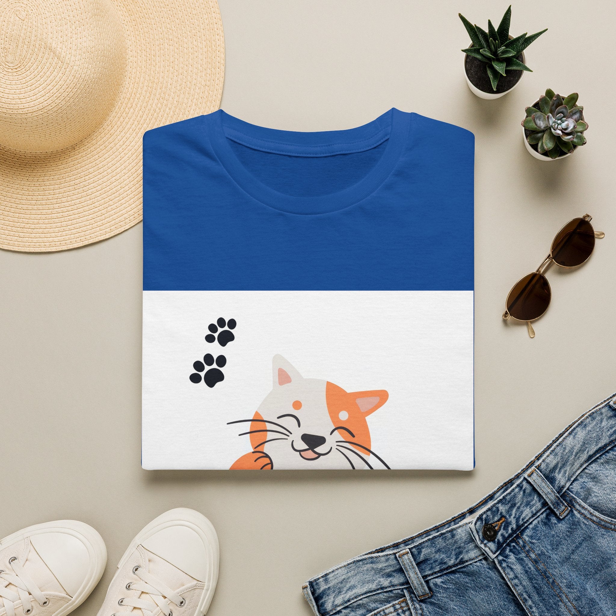 Cute Ginger Cat Paw T-Shirt — Playful Cat Graphic Tee