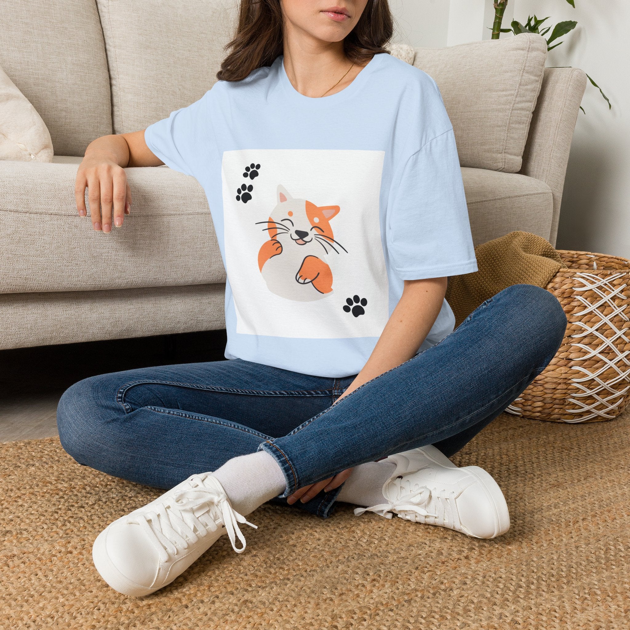 Cute Ginger Cat Paw T-Shirt — Playful Cat Graphic Tee