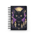 Witchy Black Cat Spiral Notebook — Moon, Candles & Occult Art Journal