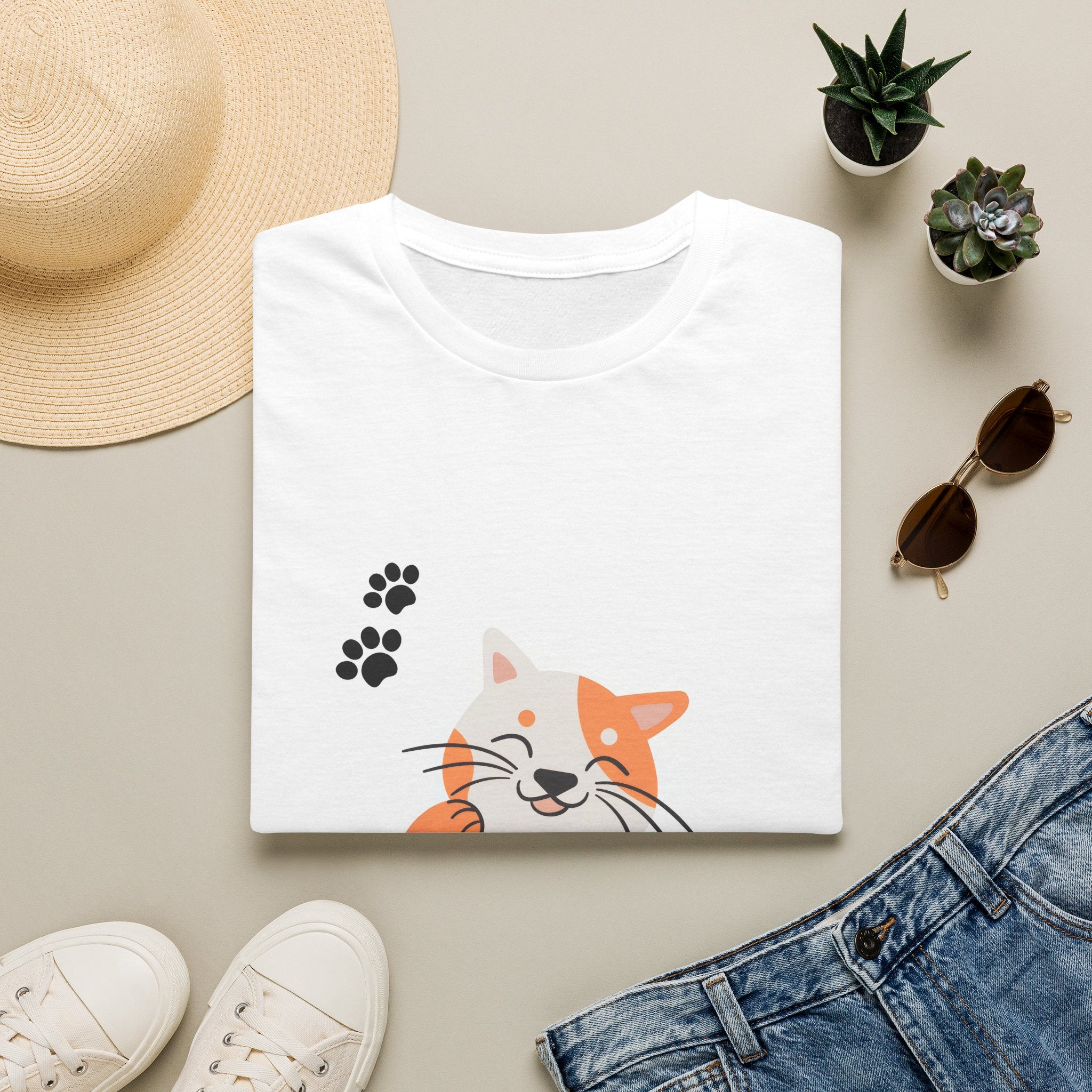 Cute Ginger Cat Paw T-Shirt — Playful Cat Graphic Tee