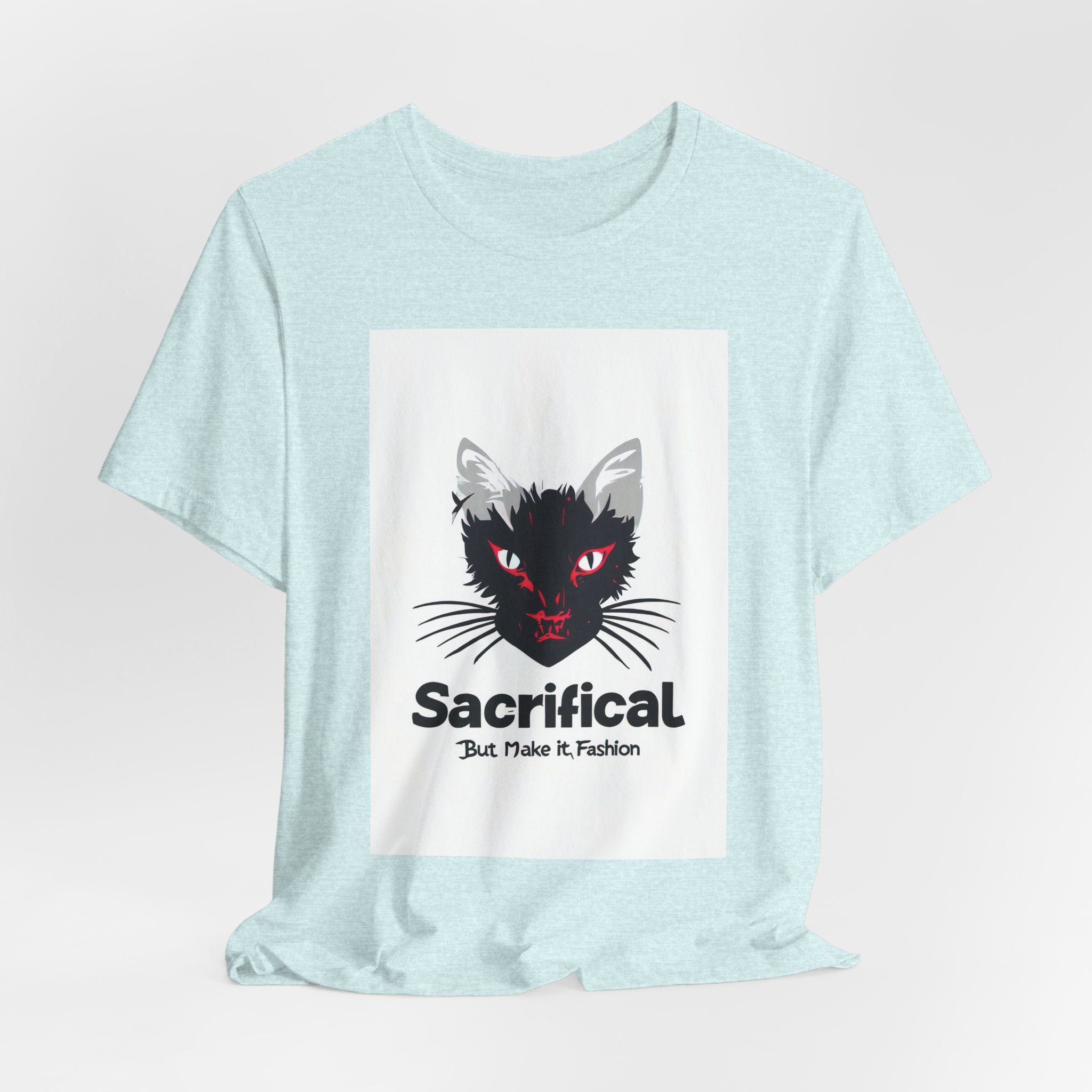 Sacrificial Cat T-Shirt — Red-Eyed Black Cat "Sacrificial" Graphic Tee