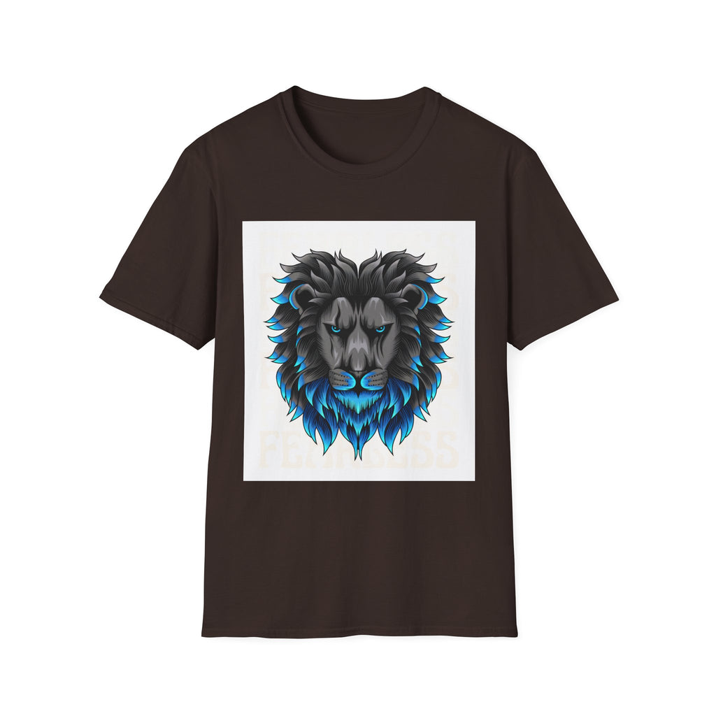 Lion Head T-Shirt — Bold Black & Blue Graphic Tee