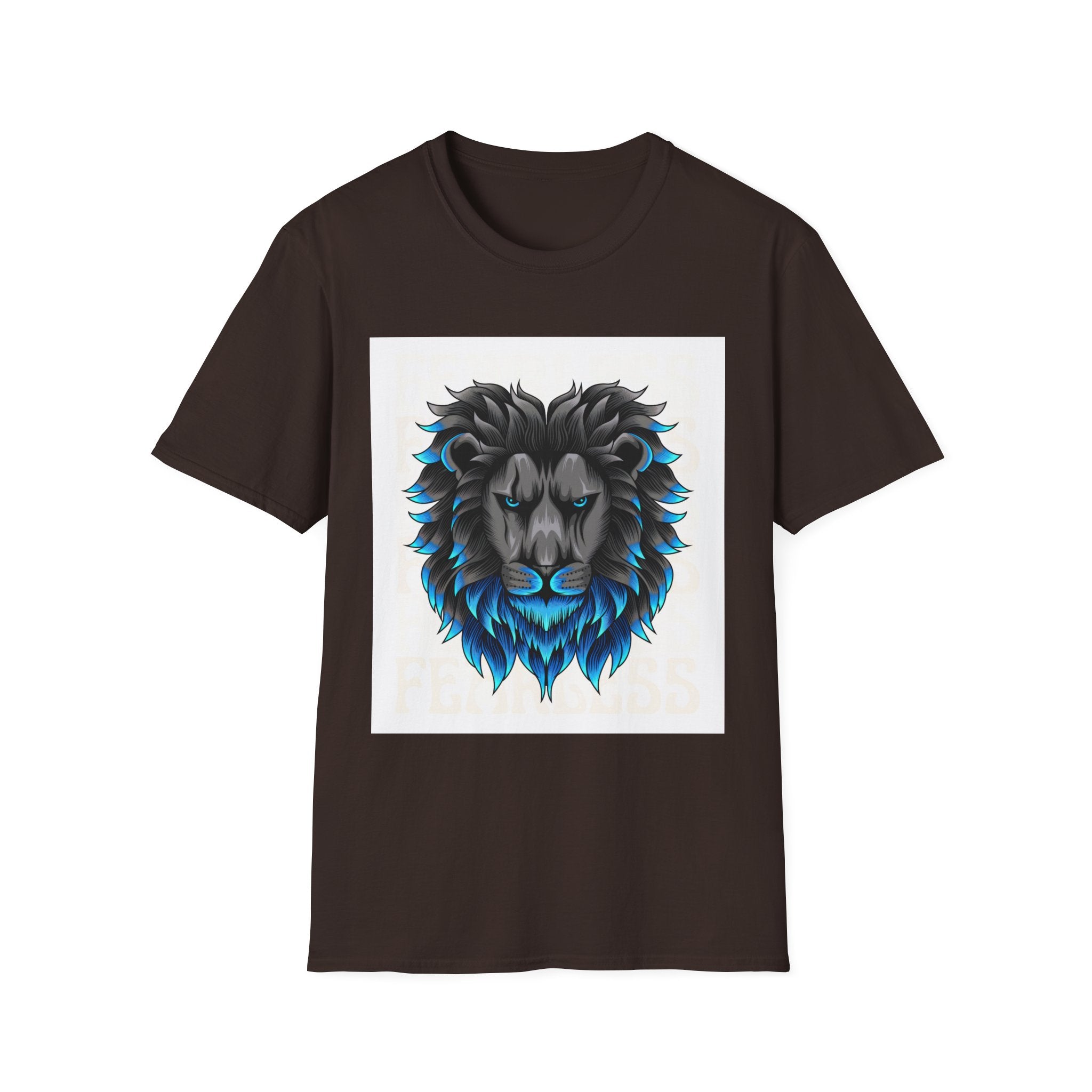Lion Head T-Shirt — Bold Black & Blue Graphic Tee