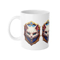 11oz Ceramic Mug — Regal White Cat Crest Coffee Tea Cup