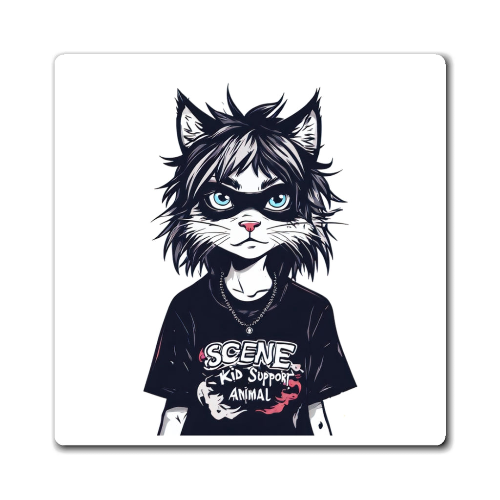 Scene Kid Cat Magnet – Edgy Anthropomorphic Cat Fridge Magnet