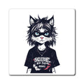 Scene Kid Cat Magnet – Edgy Anthropomorphic Cat Fridge Magnet