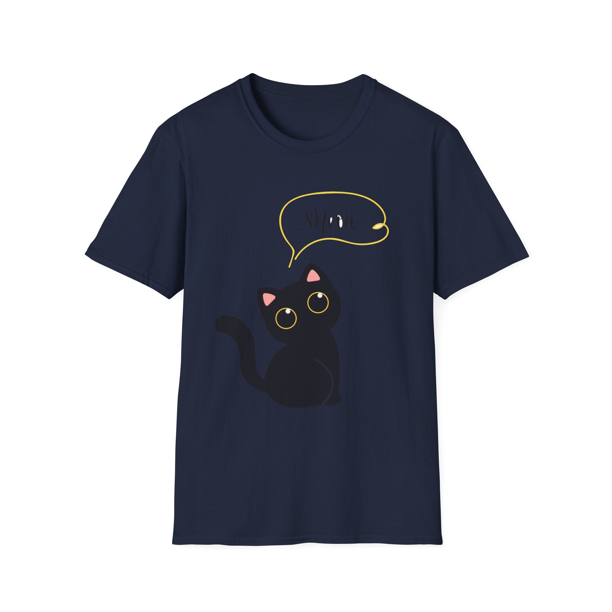 Meow Black Cat Tee — Cute Cat Graphic T-Shirt