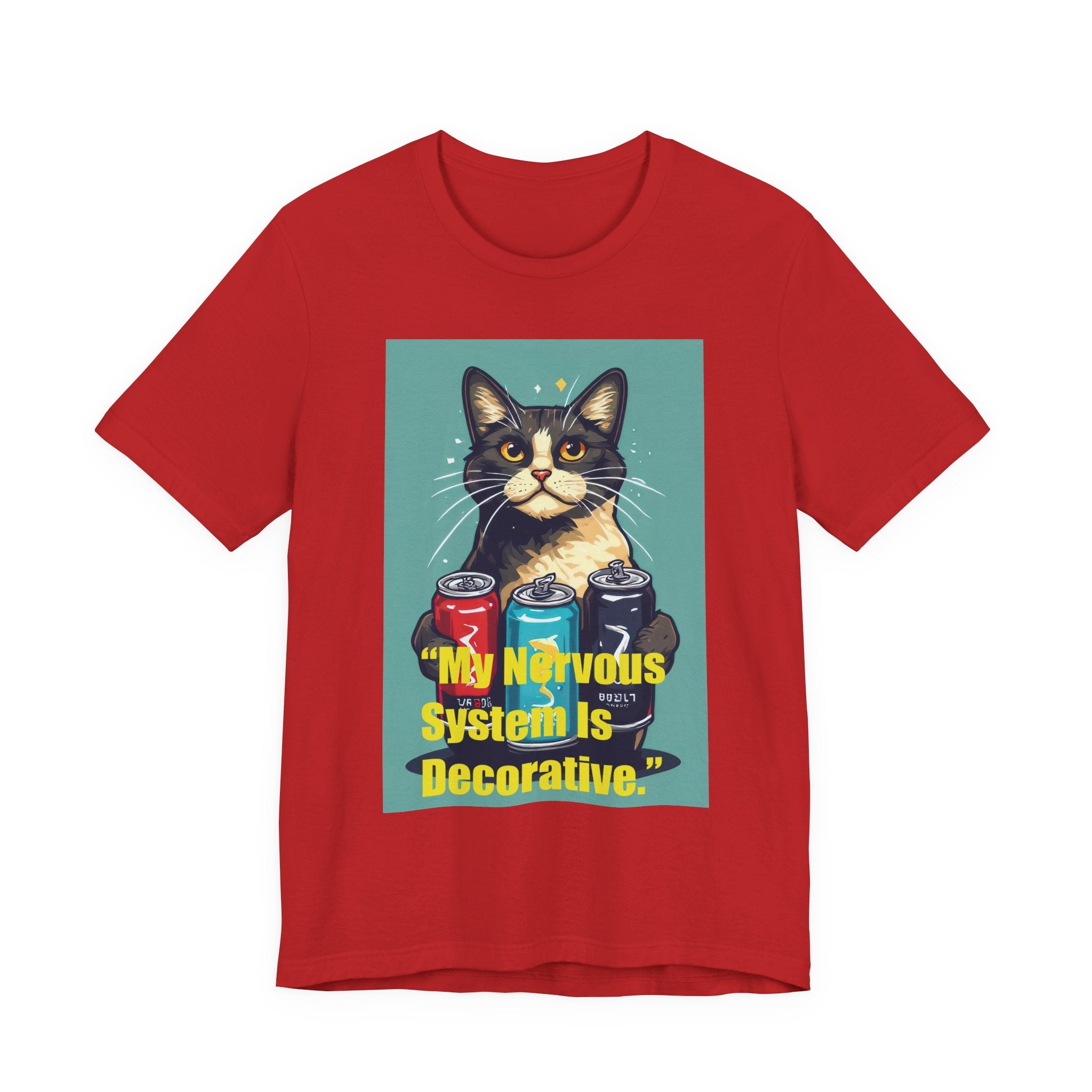 Cat Graphic Tee - "My Nervous System Is Decorative" Cute Retro Cat Shirt