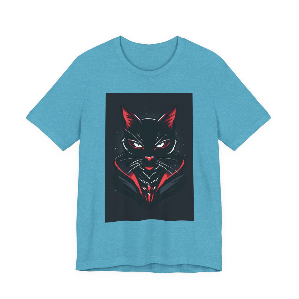 Black Cat Vampire Graphic Tee — Gothic Halloween Horror T-Shirt