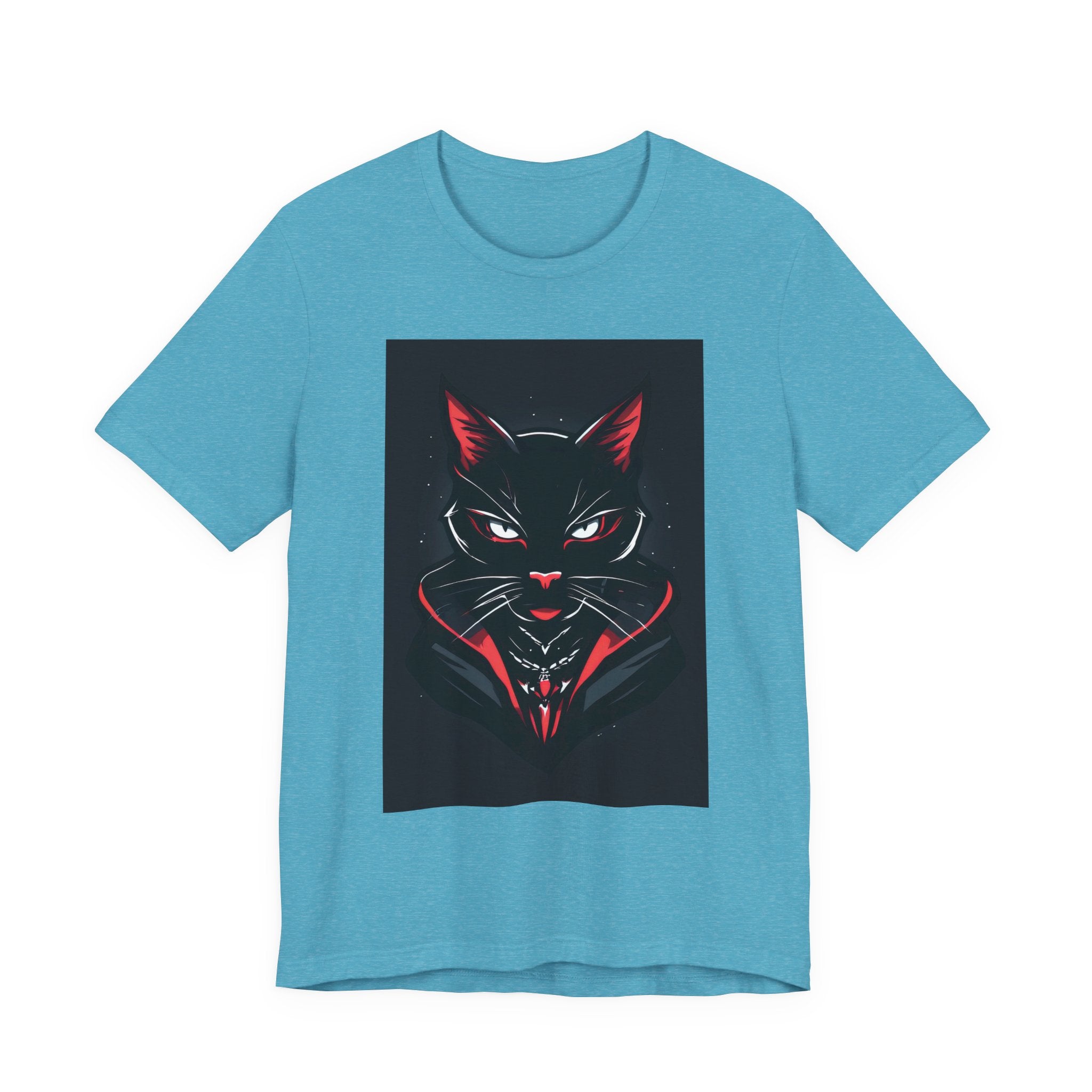 Black Cat Vampire Graphic Tee — Gothic Halloween Horror T-Shirt