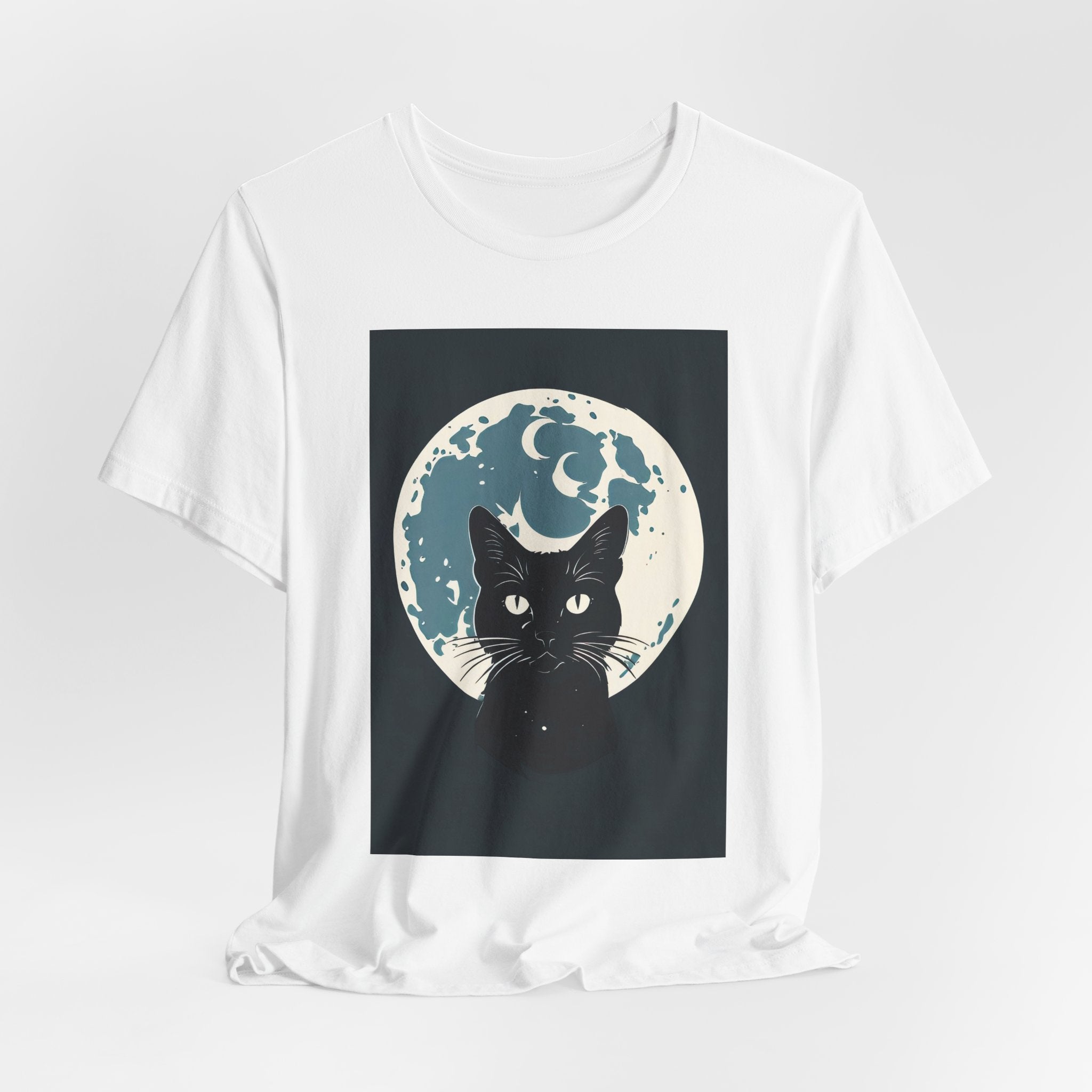 Black Cat Moon Tee — Vintage Crescent Moon Cat Graphic T‑Shirt