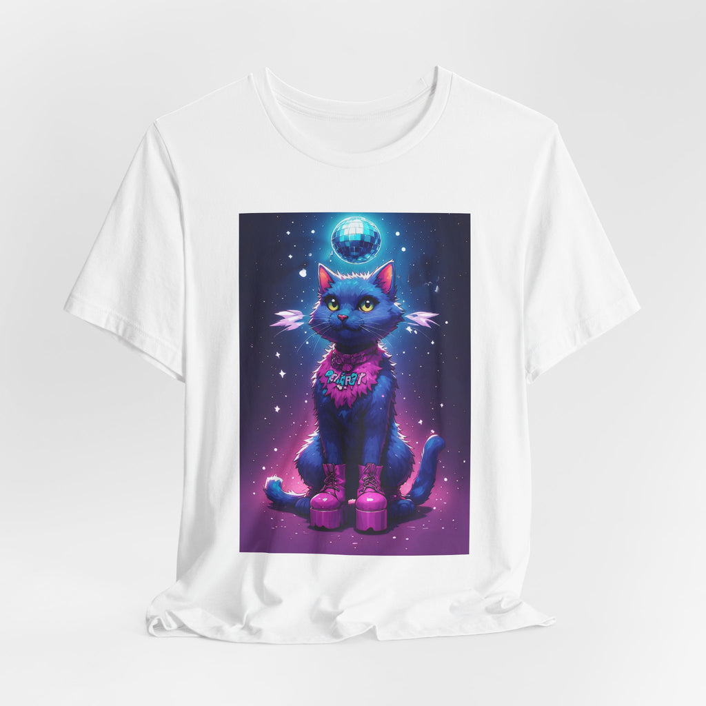 Cosmic Cat T‑Shirt — Neon Space Kitty Graphic Tee