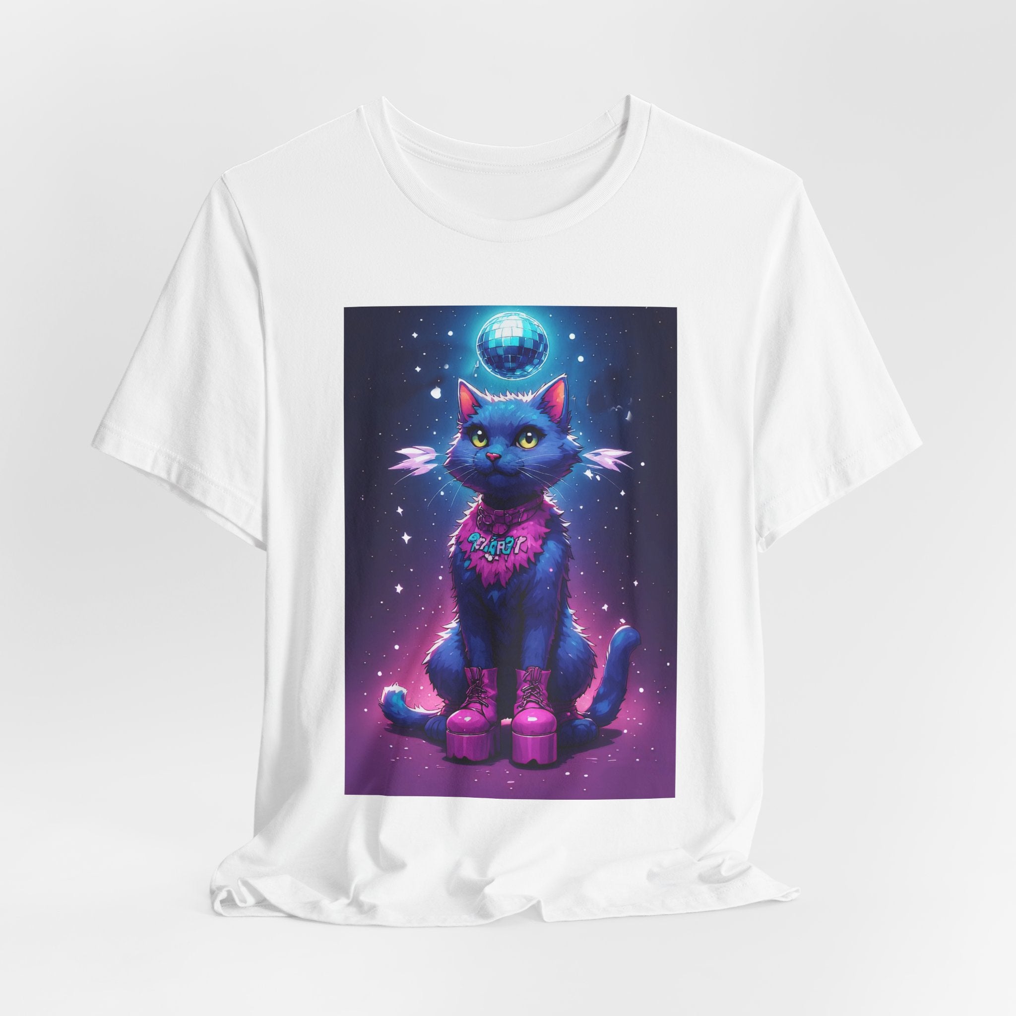 Cosmic Cat T‑Shirt — Neon Space Kitty Graphic Tee