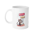 Motel Cat Ceramic Mug — 'Emotionally Booked' Cute Cat Coffee Cup, 11oz