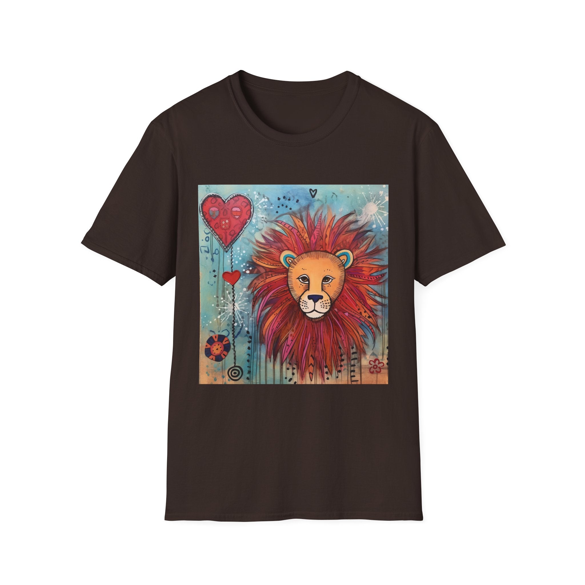 Lion Heart T-Shirt — Colorful Whimsical Lion Illustration Tee