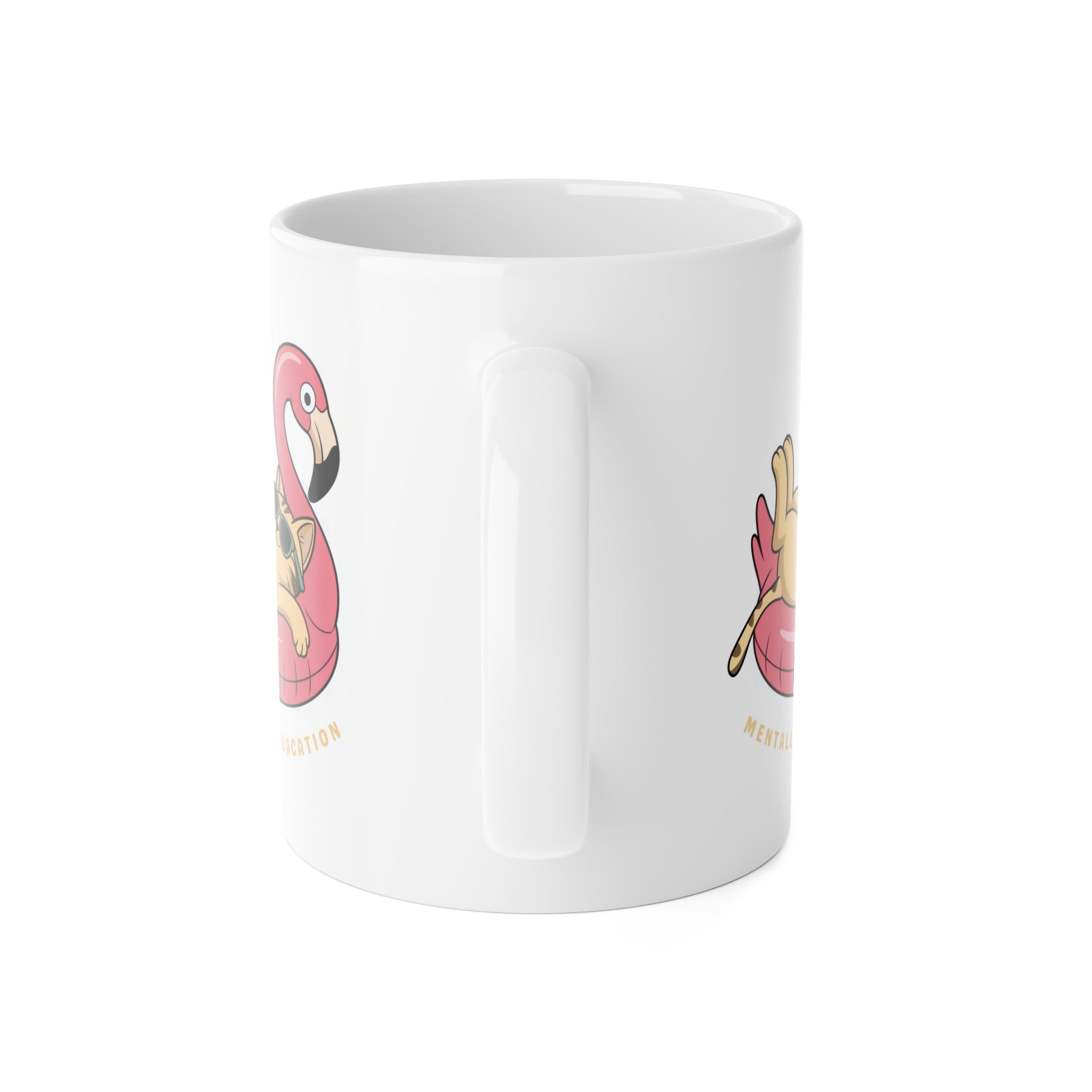 Mentally On Vacation Mug — Cute Flamingo Float Pug Coffee Cup, Relaxing Summer Gift 11oz