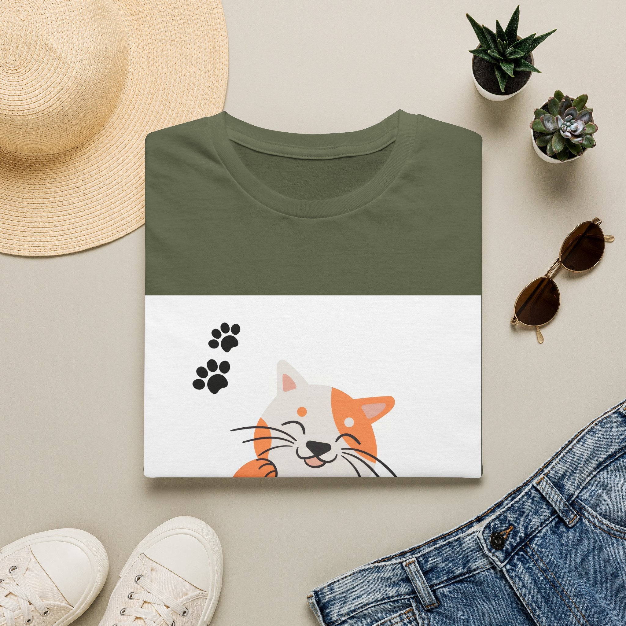 Cute Ginger Cat Paw T-Shirt — Playful Cat Graphic Tee