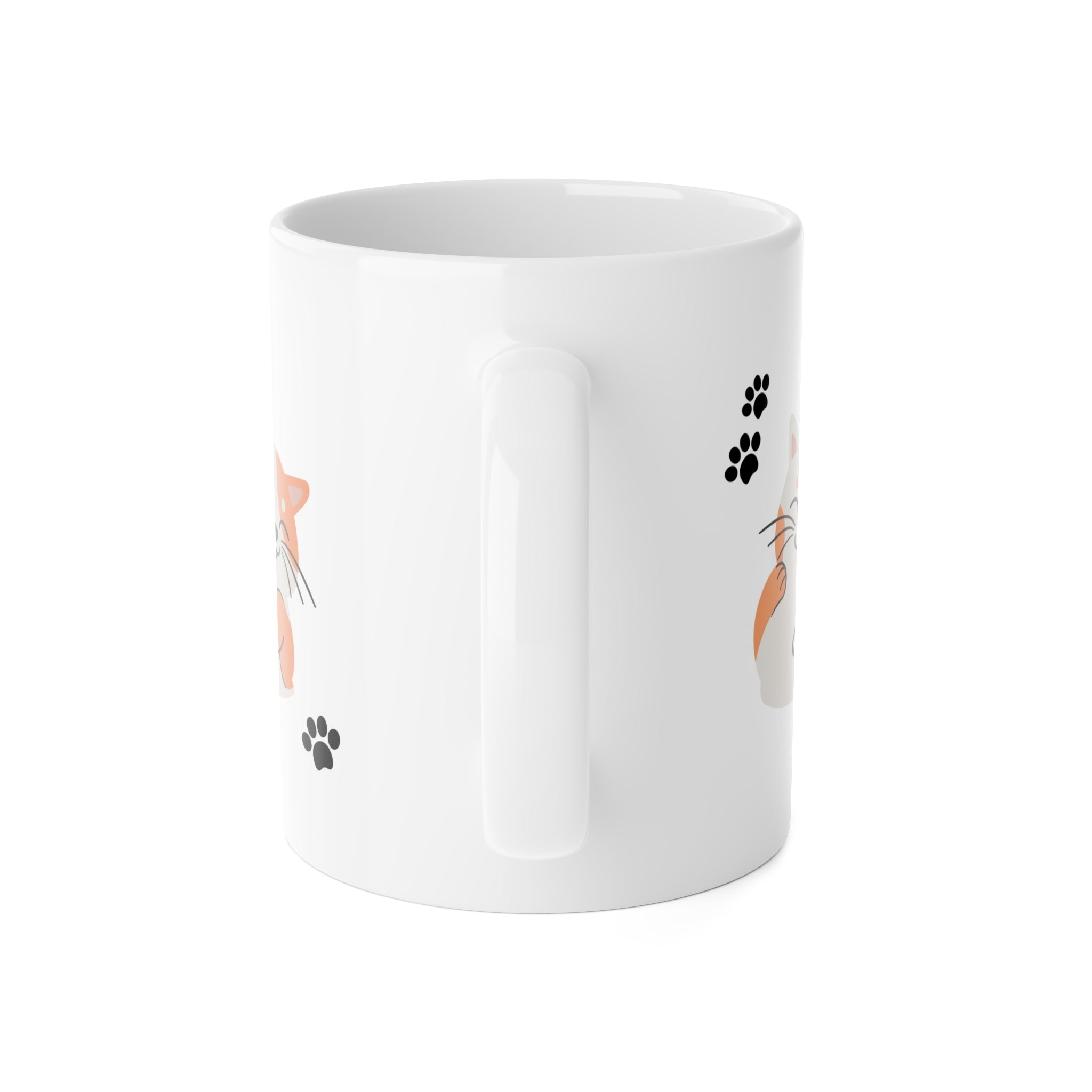 Cute Orange Cat Paw Print Mug — 11oz Ceramic Coffee Cup