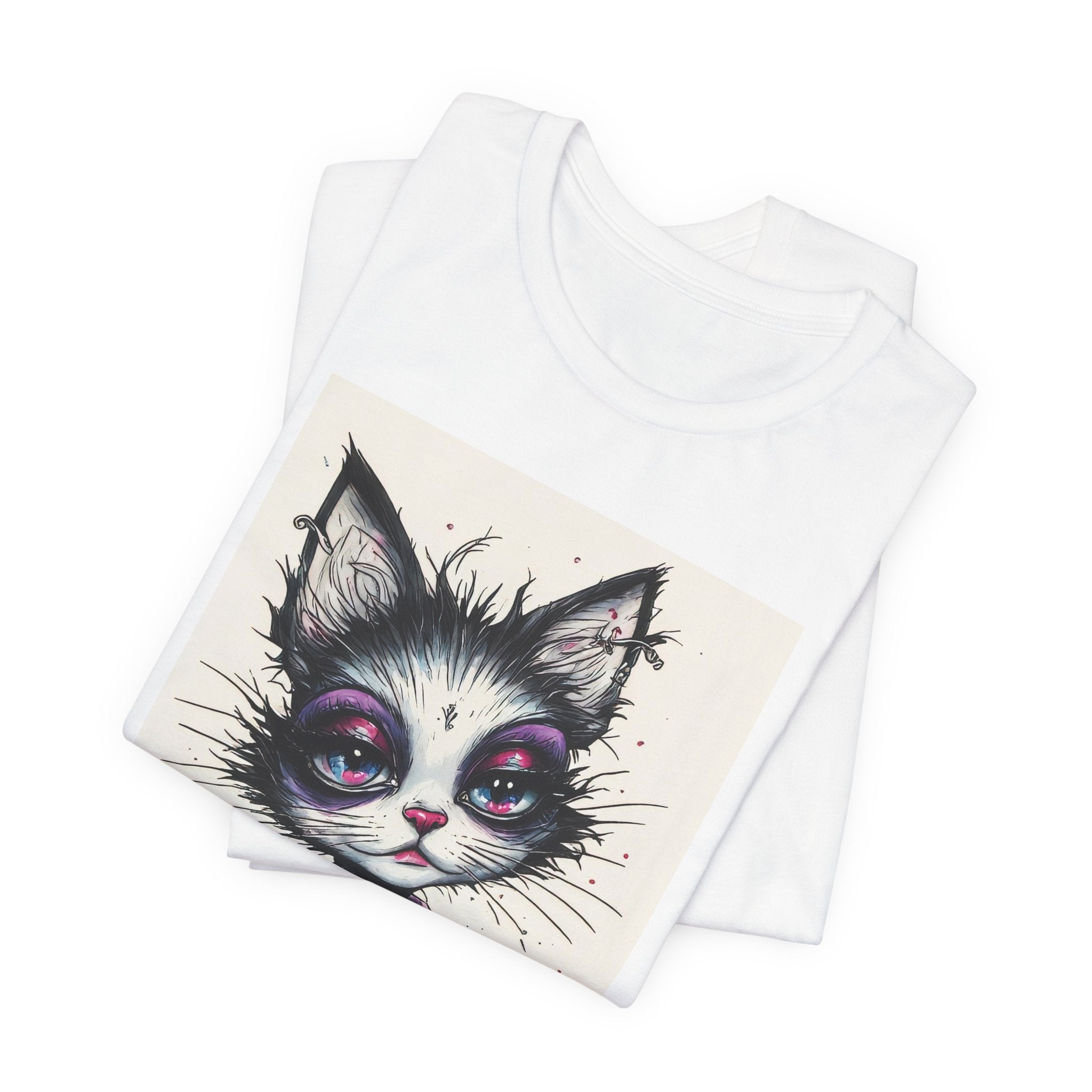 Whimsical Goth Cat T‑Shirt — Cute Dark Art Kitty Graphic Tee