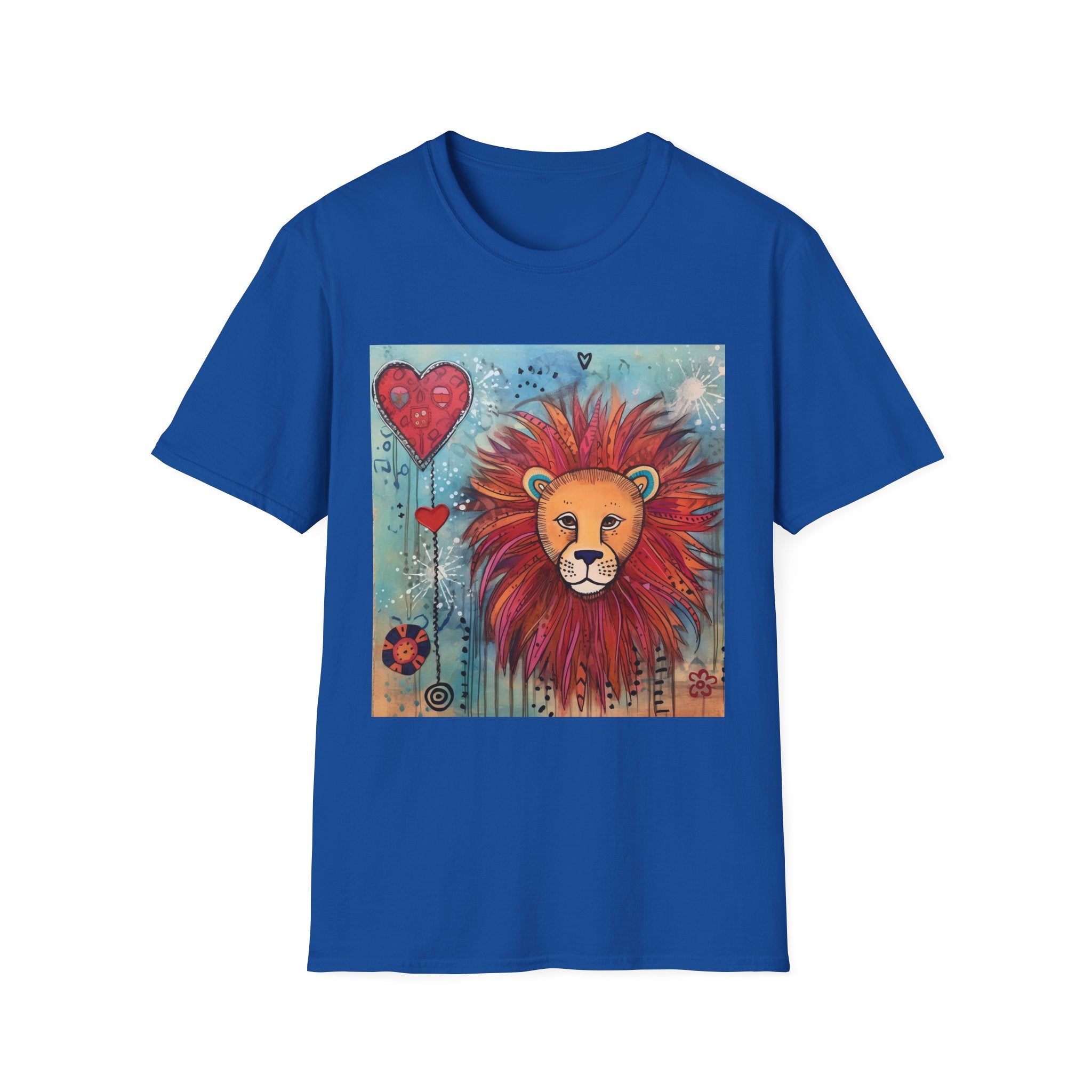 Lion Heart T-Shirt — Colorful Whimsical Lion Illustration Tee
