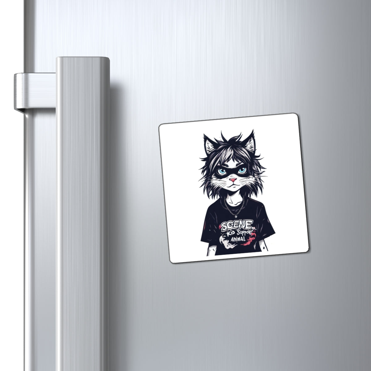 Scene Kid Cat Magnet – Edgy Anthropomorphic Cat Fridge Magnet