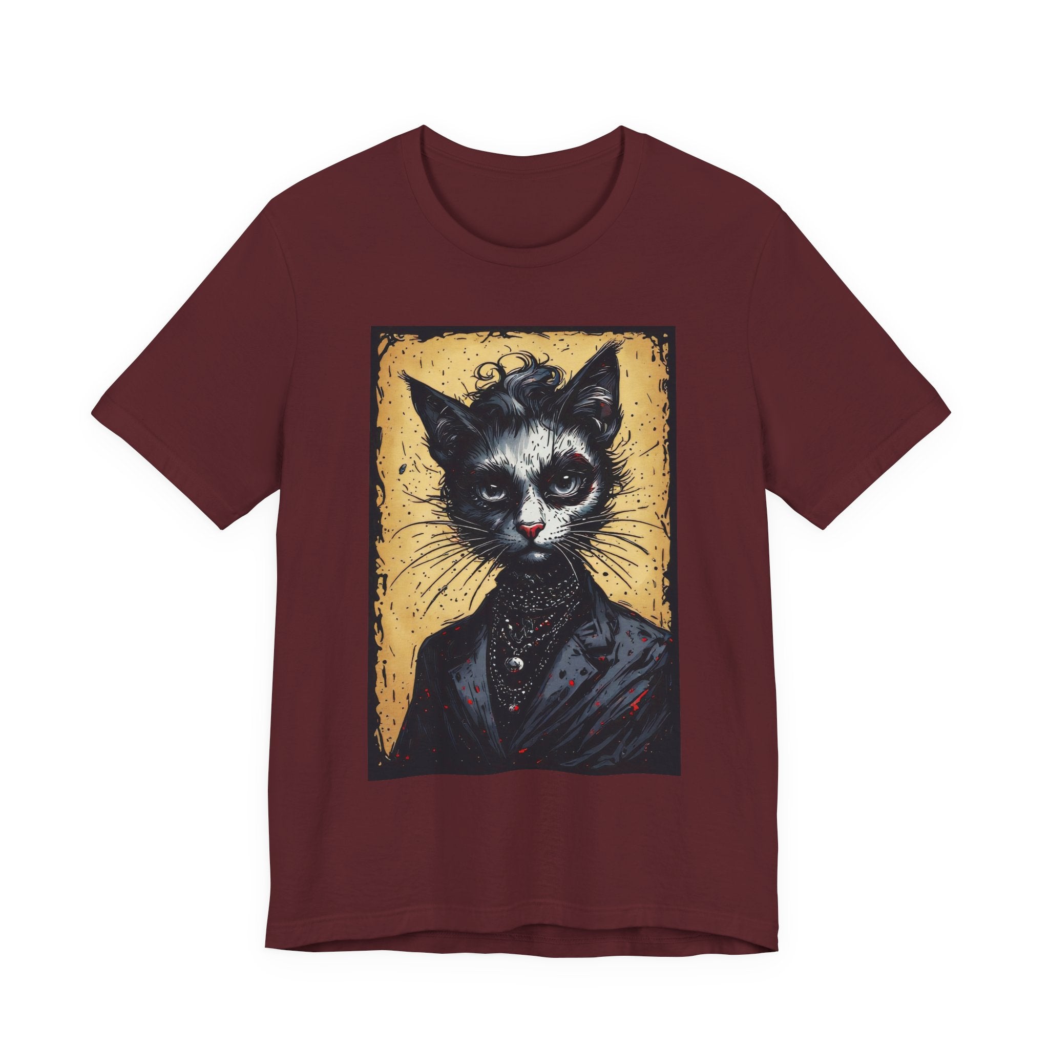 Gothic Portrait Cat T-Shirt – Vintage Dark Kitty Art Tee