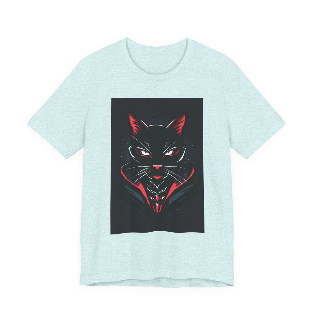 Black Cat Vampire Graphic Tee — Gothic Halloween Horror T-Shirt