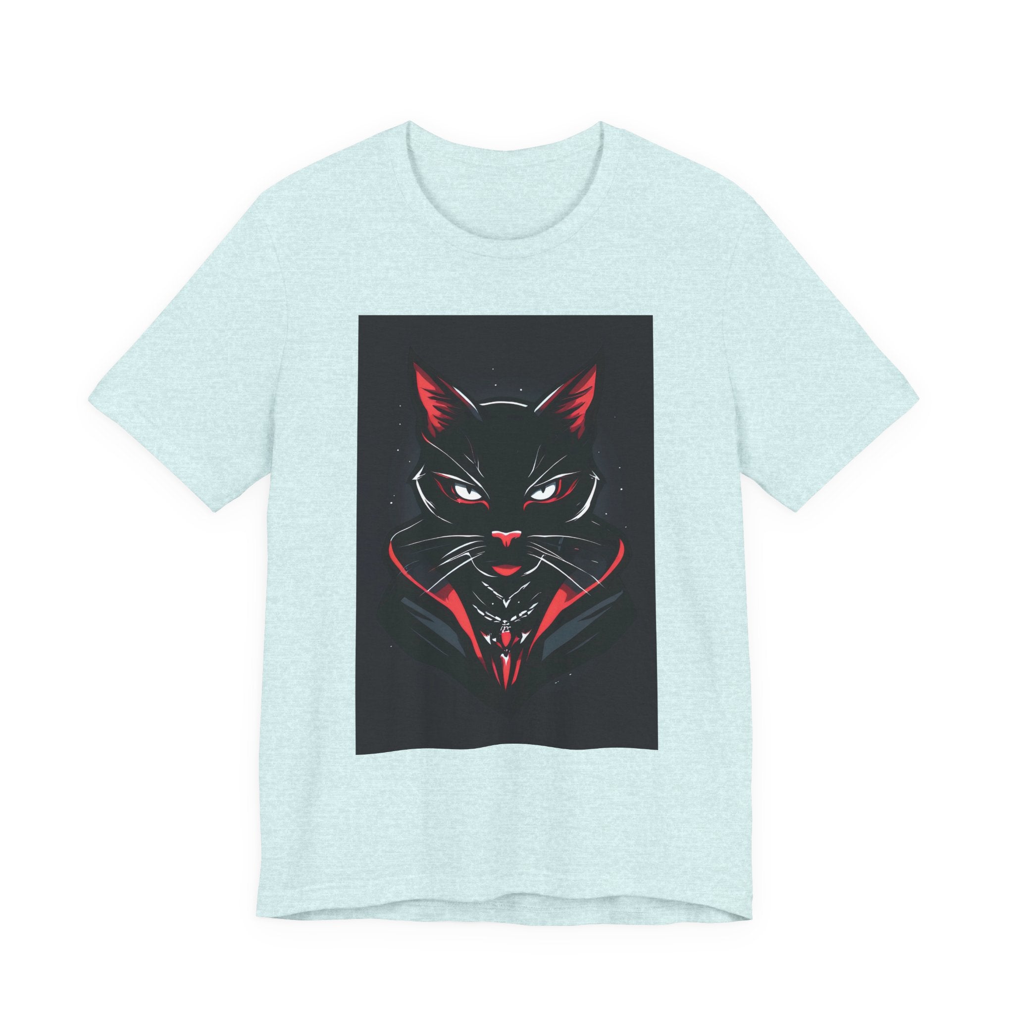 Black Cat Vampire Graphic Tee — Gothic Halloween Horror T-Shirt