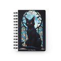 Black Cat Stained Glass Spiral Notebook — "Zero Regrets" Journal