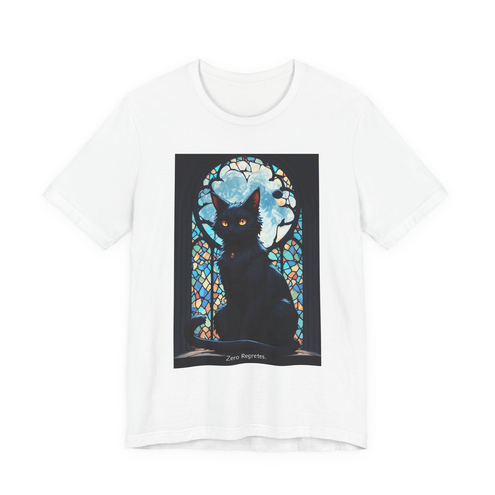 Black Cat Moon T-Shirt – Stained Glass Gothic Cat Tee