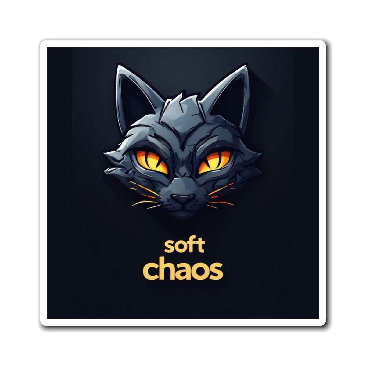Soft Chaos Cat Magnet — Dark Feline Sticker for Fridge, Laptop & Gift