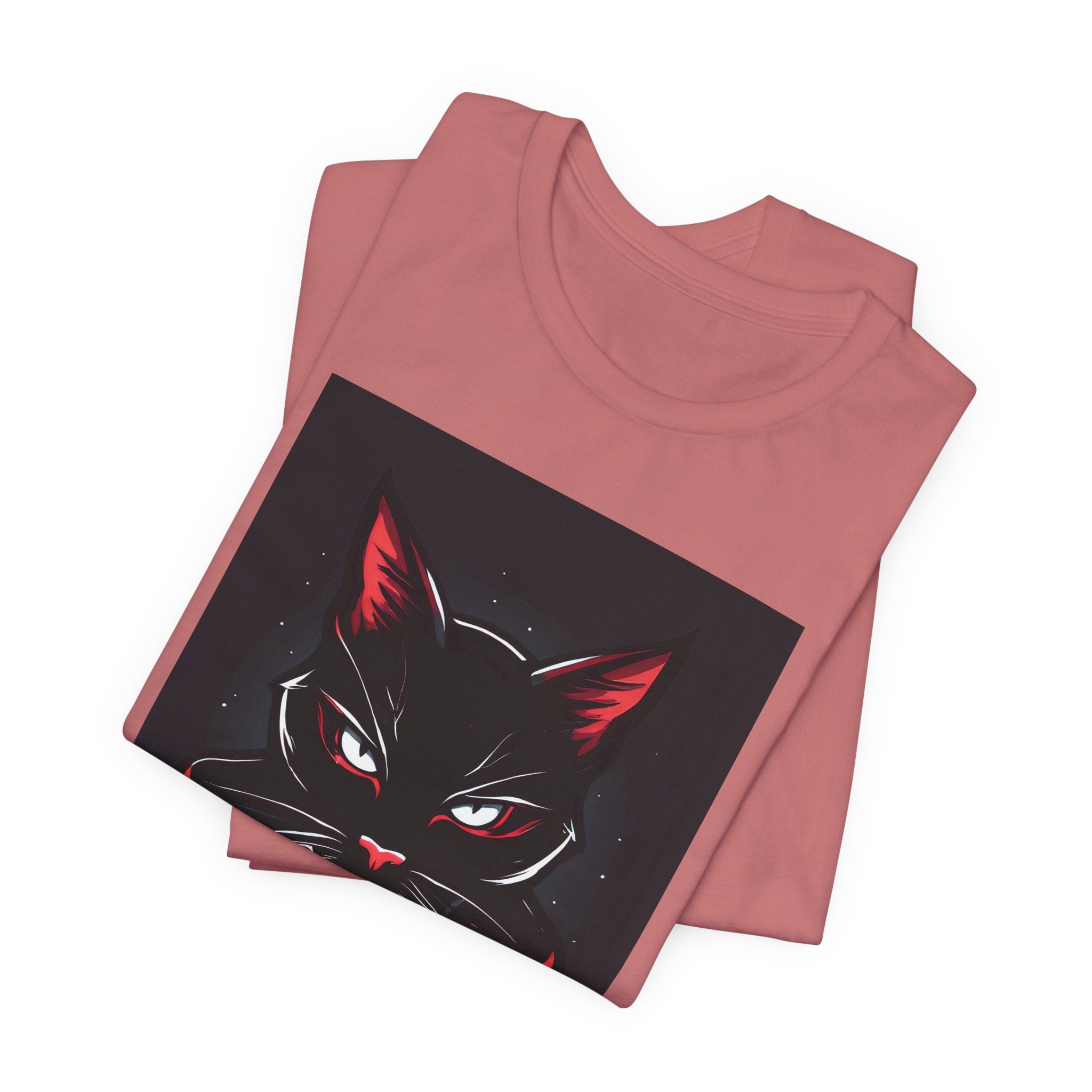 Black Cat Vampire Graphic Tee — Gothic Halloween Horror T-Shirt