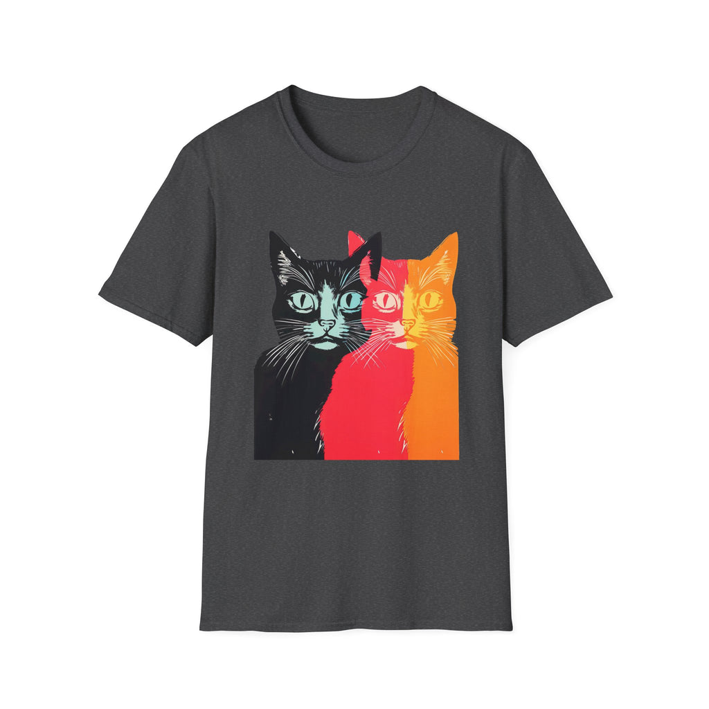 Cat Trio Pop Art T-Shirt — Colorful Retro Feline Graphic Tee