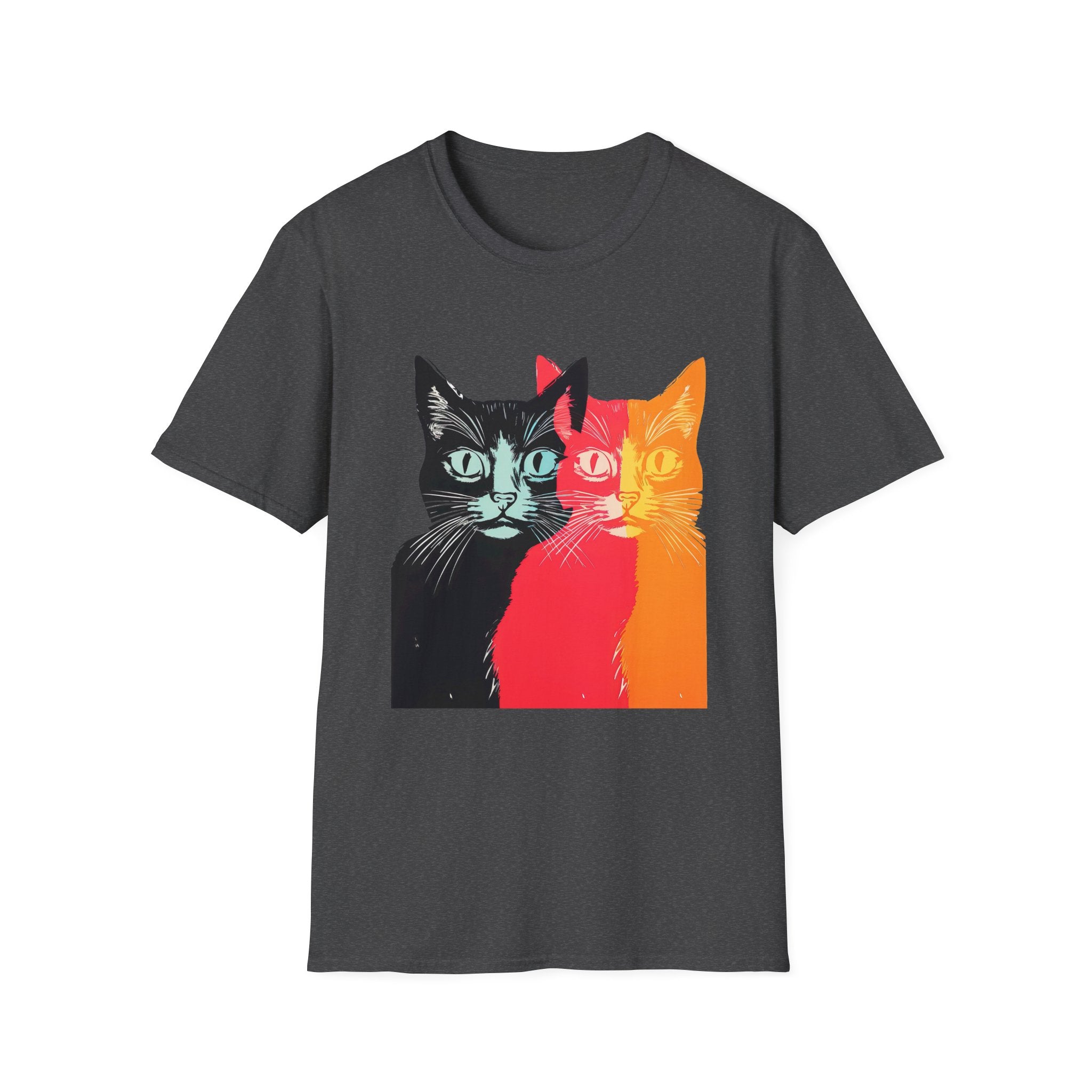 Cat Trio Pop Art T-Shirt — Colorful Retro Feline Graphic Tee