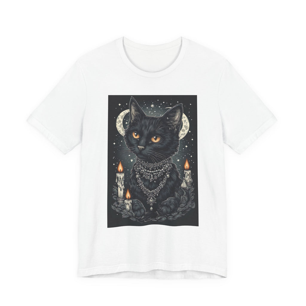 Occult Black Cat T-Shirt — Mystic Moon, Candles & Goth Cat Art Tee
