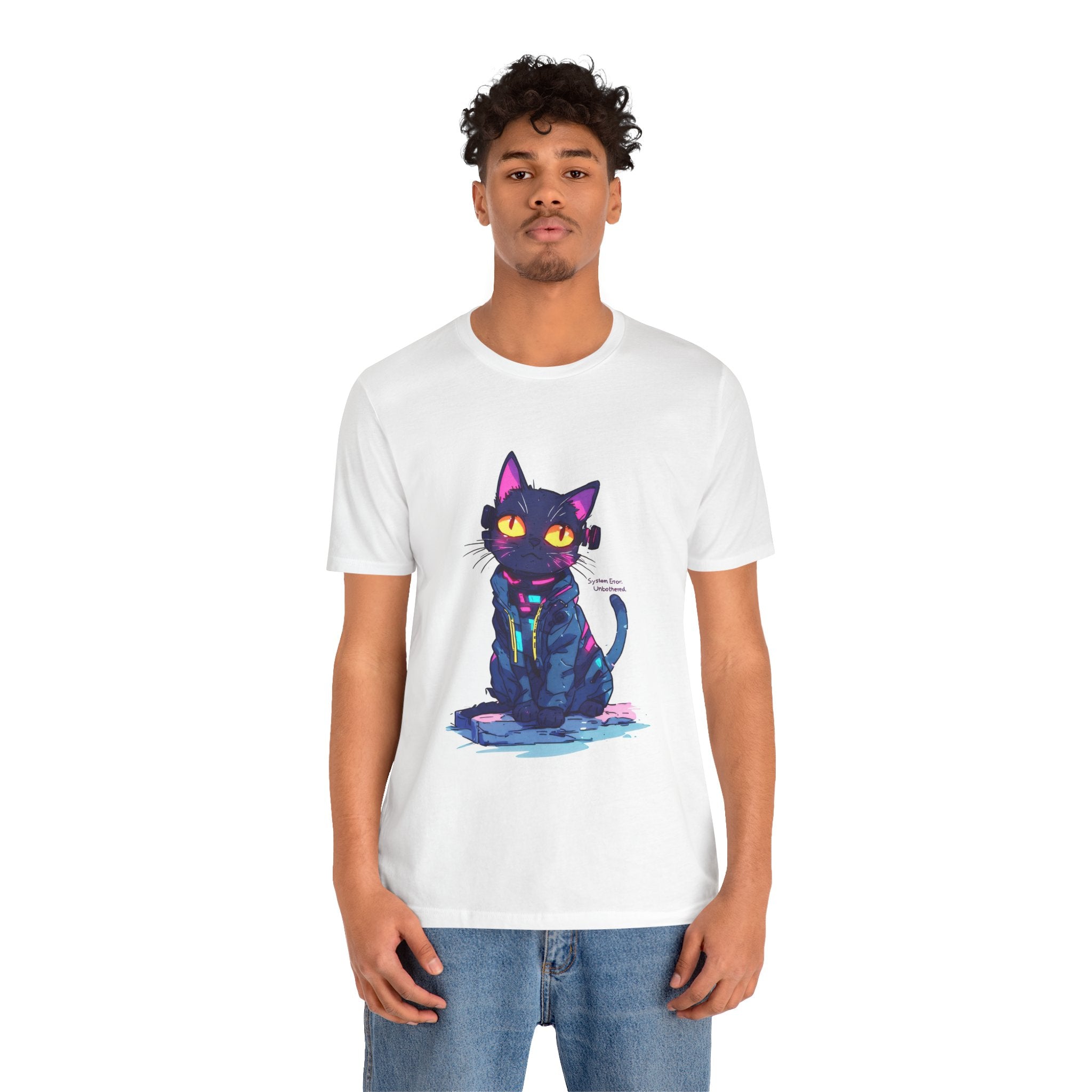 Neon Noir Cat T-Shirt – Colorful Black Kitten Graphic Tee