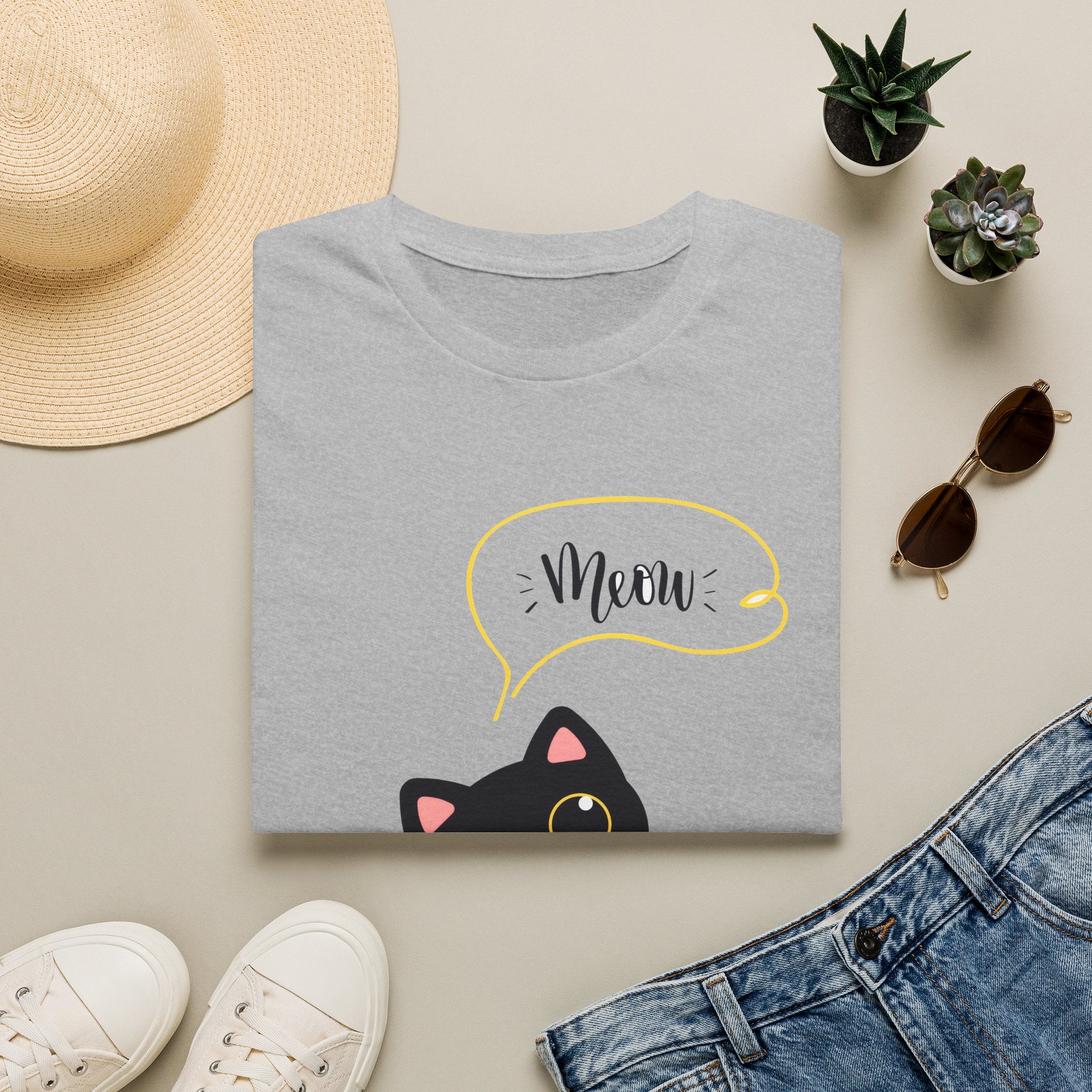 Meow Black Cat Tee — Cute Cat Graphic T-Shirt