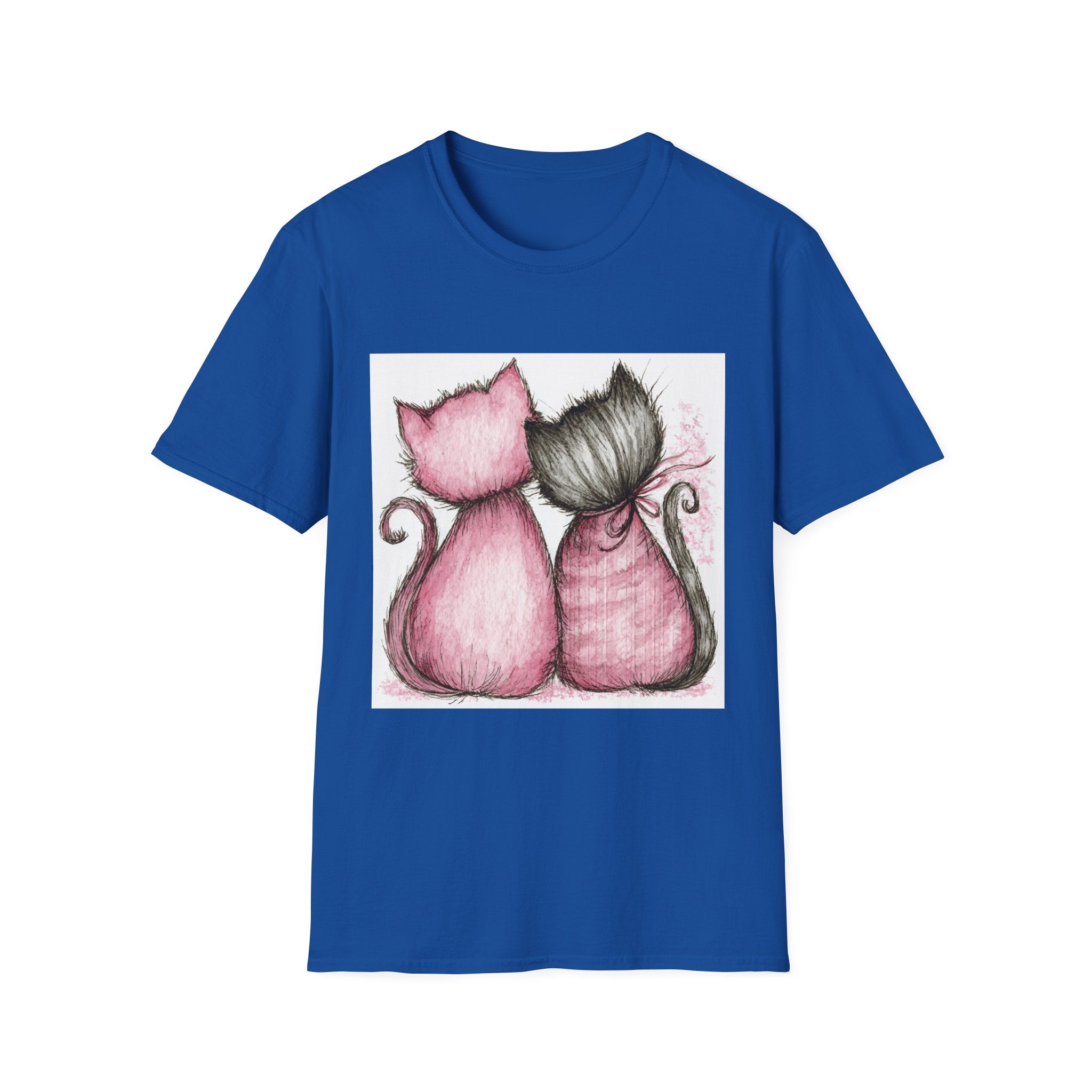 Sweetheart Cats T-Shirt — Pink & Gray Kitty Love Graphic Tee