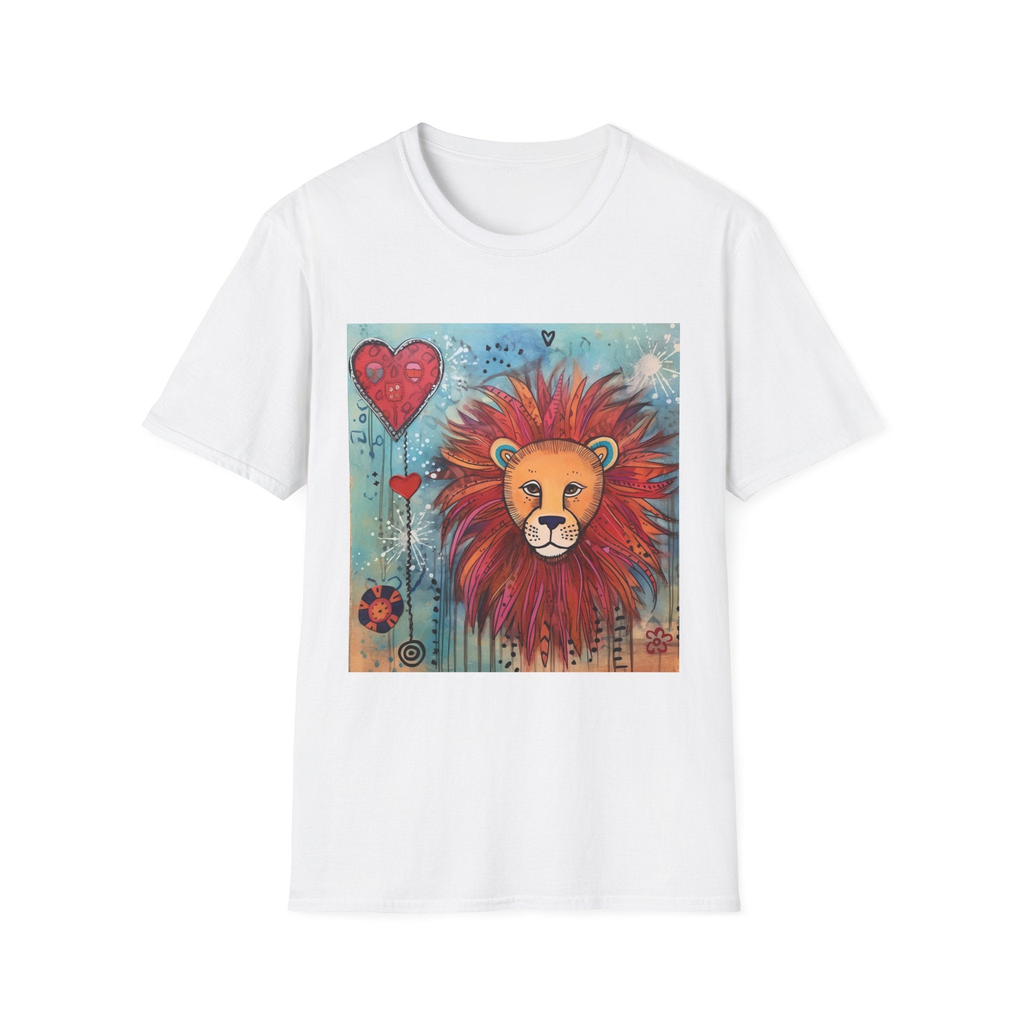 Lion Heart T-Shirt — Colorful Whimsical Lion Illustration Tee
