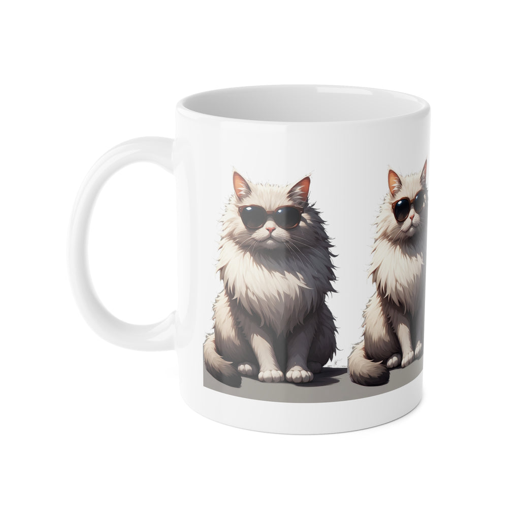 Cool Cats Sunglasses Mug — Cute Fluffy Cat Coffee Cup, Gift for Cat Lovers