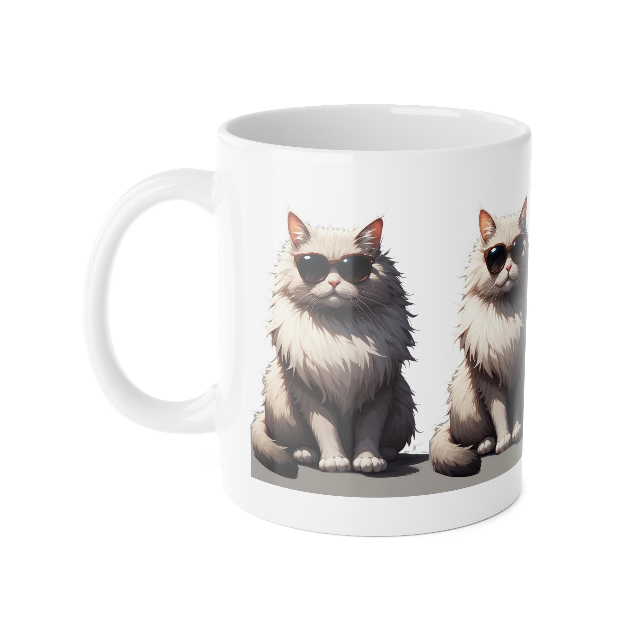 Cool Cats Sunglasses Mug — Cute Fluffy Cat Coffee Cup, Gift for Cat Lovers